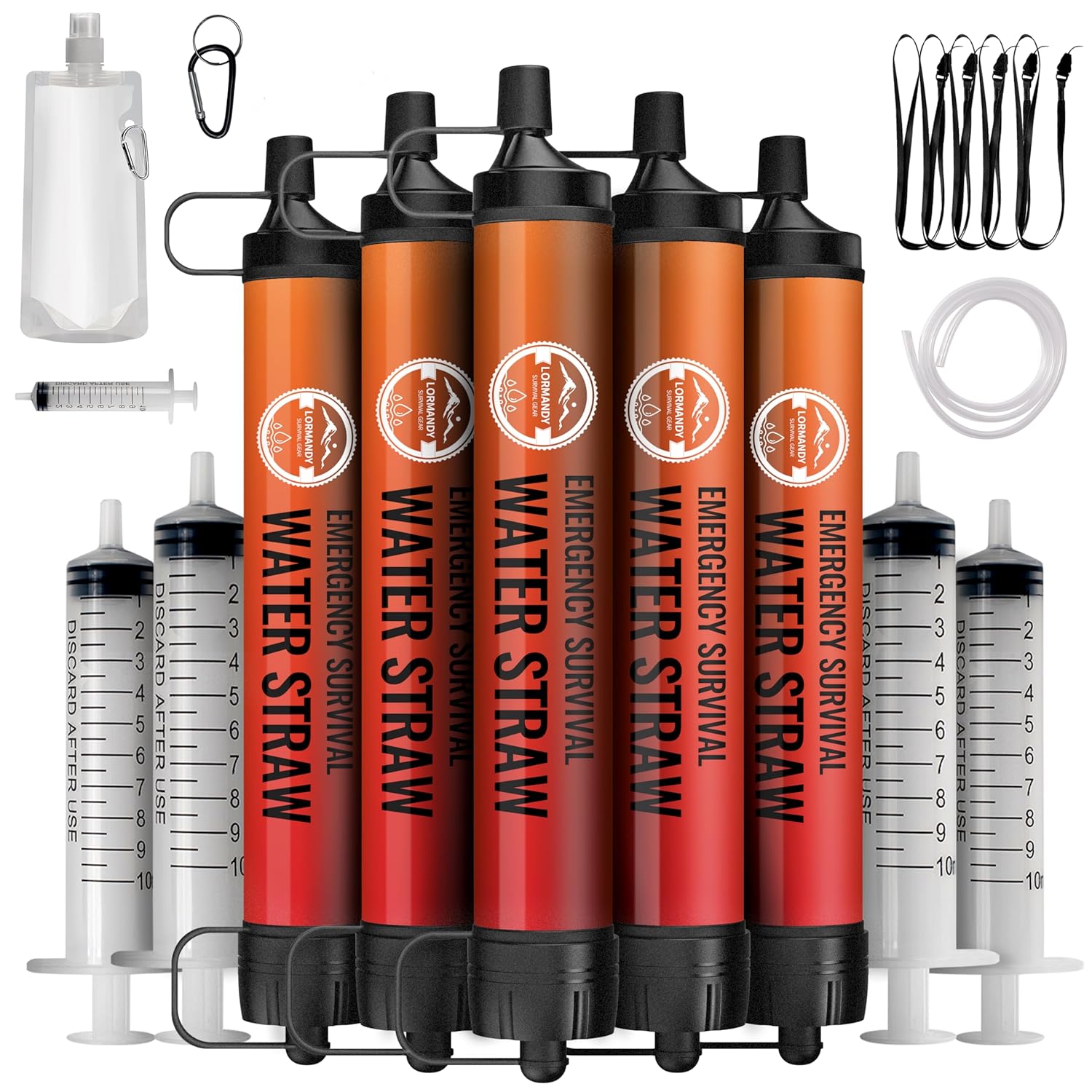 Straw Water Filter for Outdoor Survival Gear and Emergency Use