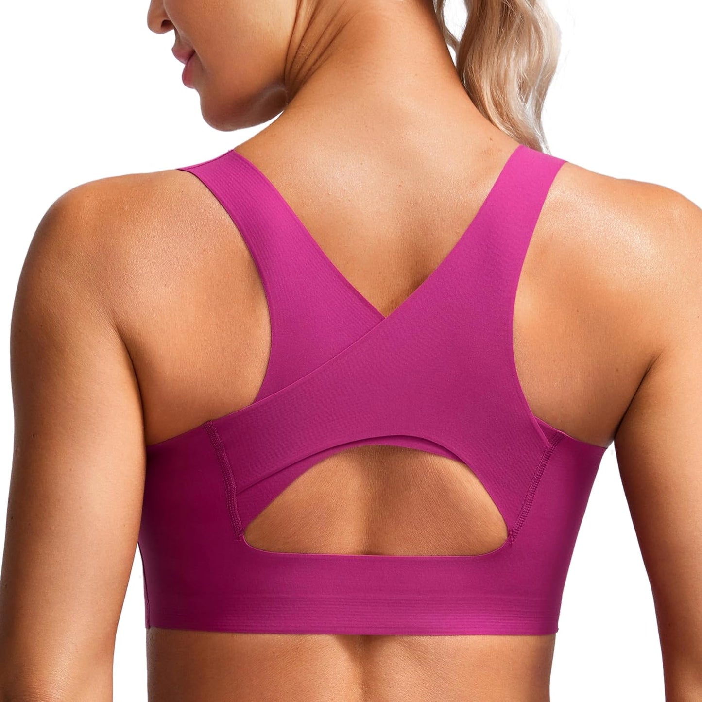 CRZ YOGA Womens Flex Sculpt Racerback Sports Bra - U Neck Design