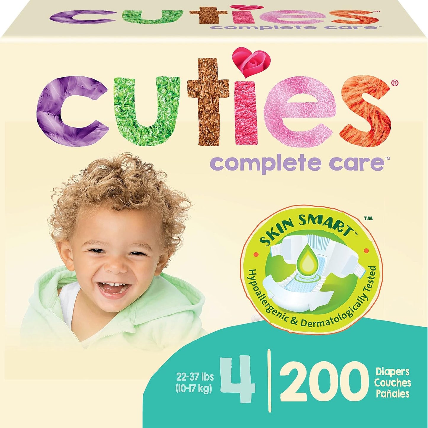 Cuties Hypoallergenic Diapers Size 4 with Secure Tabs 200 Count