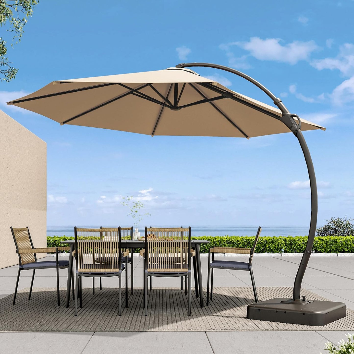 LAUSAINT HOME 12FT Curvy Aluminum Offset Umbrella for Outdoors