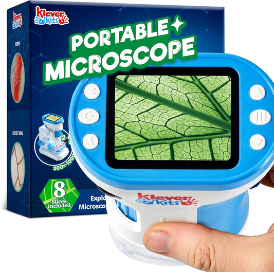 Klever Kits 2 in 1 Handheld Microscope for Kids - 1000X HD