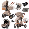 3 in 1 Baby Travel System Khaki - Convertible Reversible Stroller
