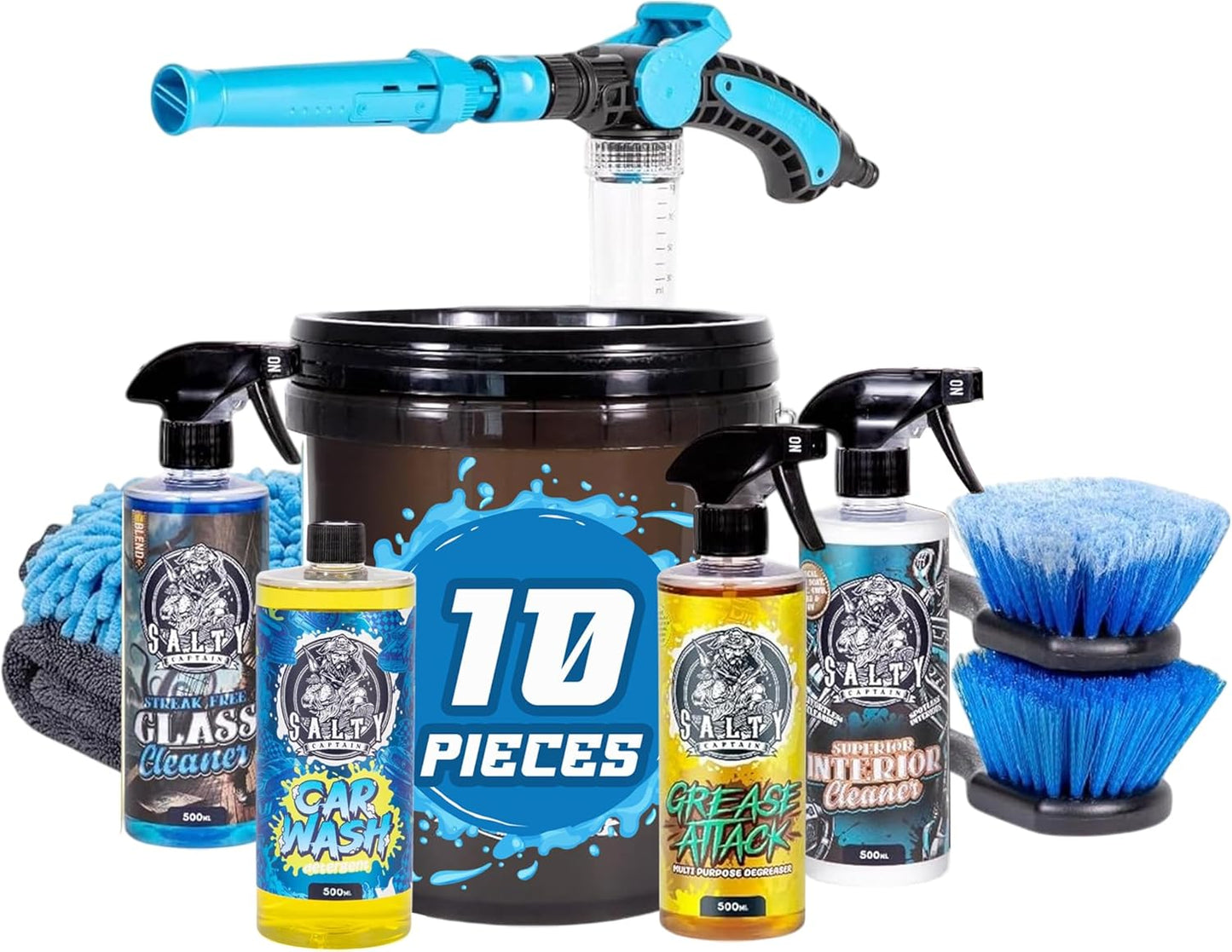 Salty Captain 10pc Car Wash Kit | Ultimate Cleaning Power