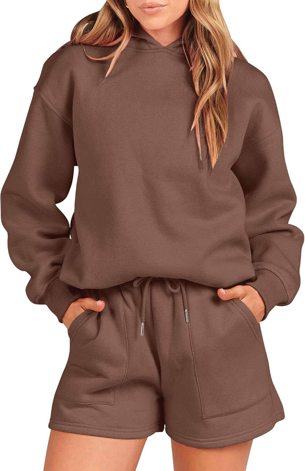 ANRABESS Women 2 Piece Outfit Oversized Hoodie and Shorts Set