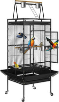 Durable 68-Inch Wrought Iron Bird Cage for African Grey & More