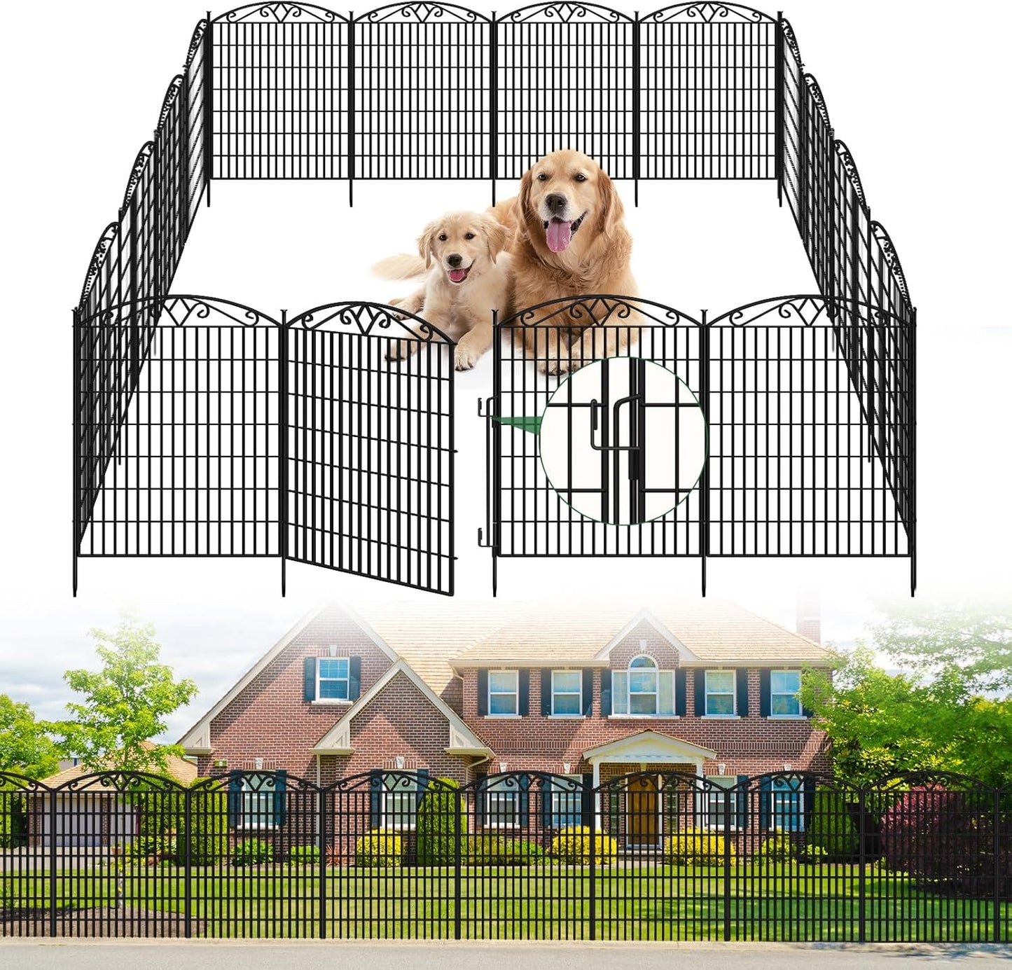 Outdoor Dog Fence for Yard - 15 Pack Decorative Fencing Panels