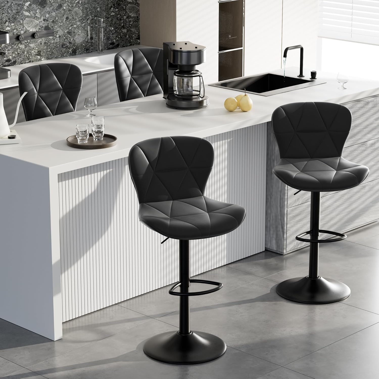 Adjustable Swivel Bar Stools Set of 4 for Kitchen Island