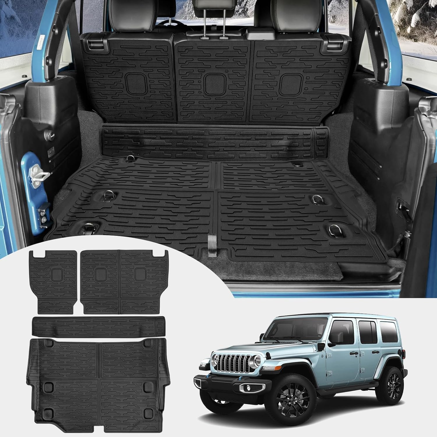 Cargo Mats for 2021-2025 Jeep Wrangler JL 4XE - All Weather TPE