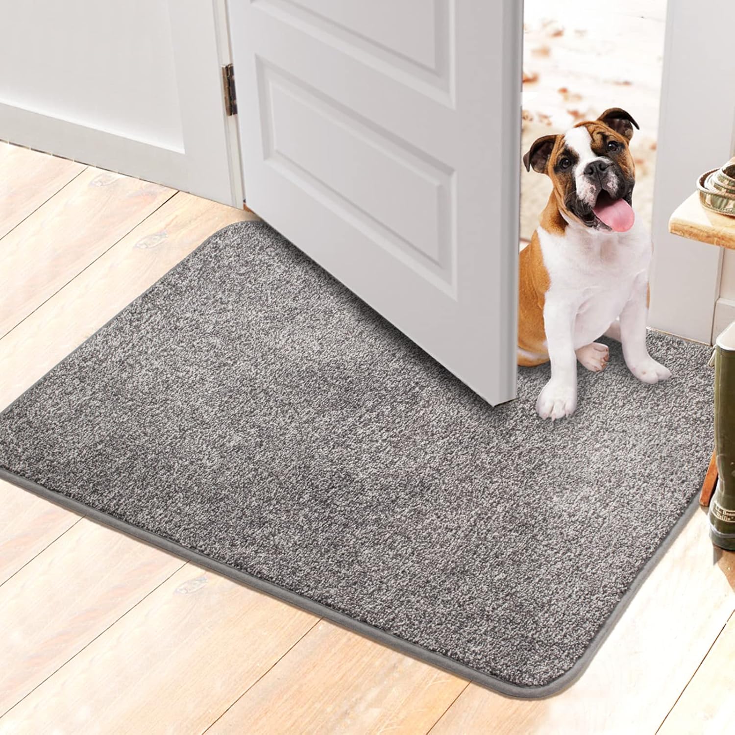 Indoor Doormat Non Slip Dirt Trapper Rug 32x48 in Light Grey
