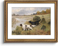 Vintage Gold Framed Large Wall Art Retro River Landscape - Classic