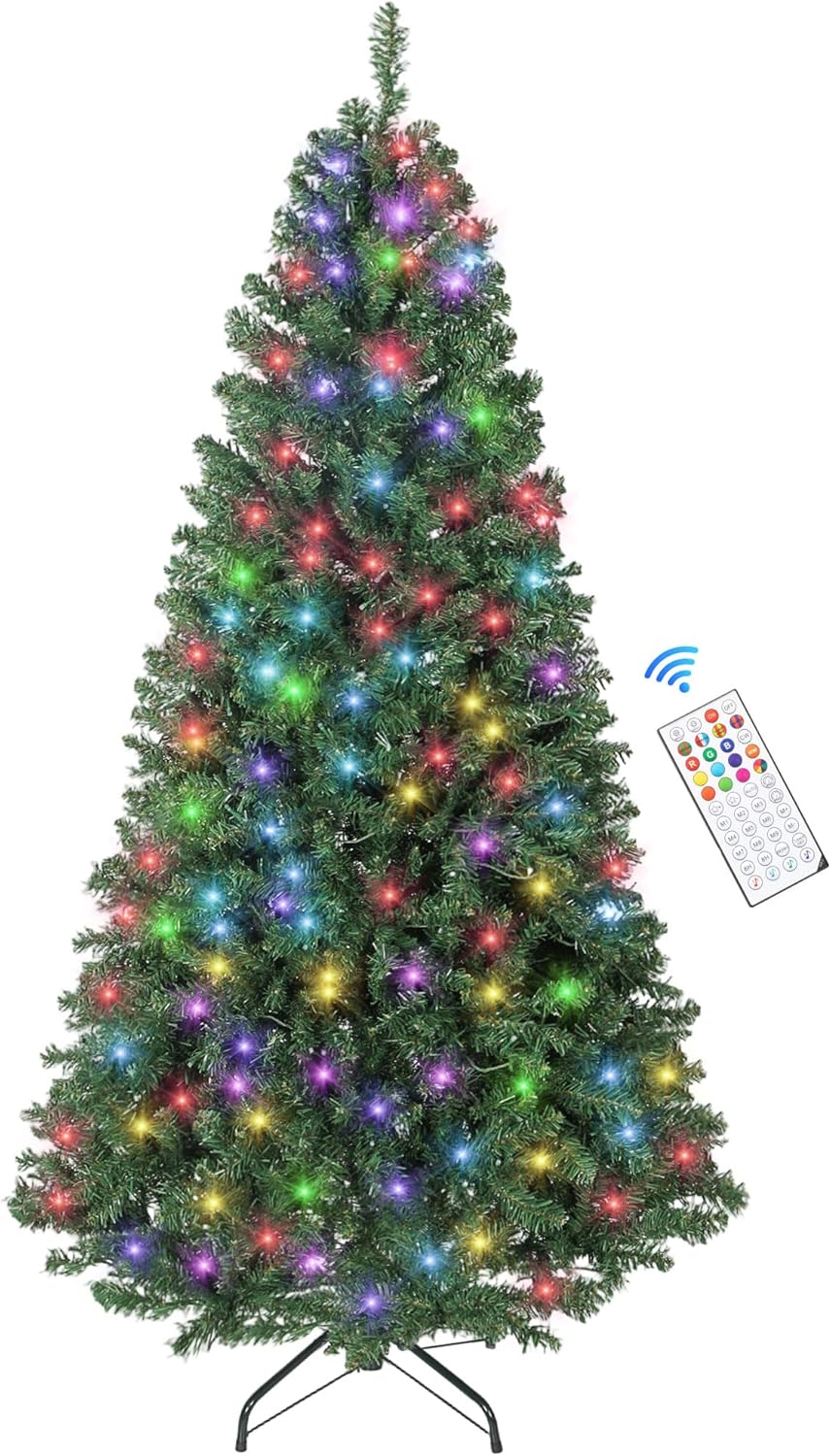 HOMCOM 6ft Prelit Christmas Tree with Color Changing LEDs