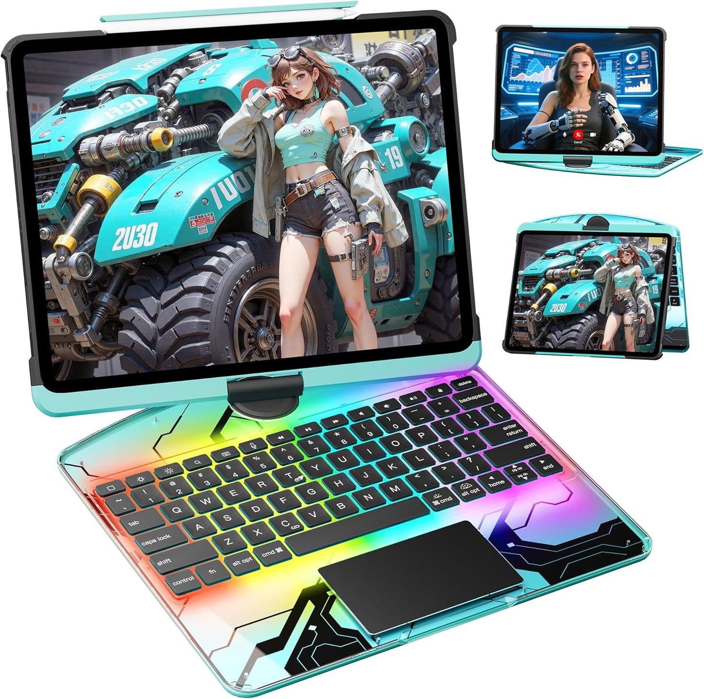 KITONE Transparent Case with Wireless Keyboard for iPad 11-in
