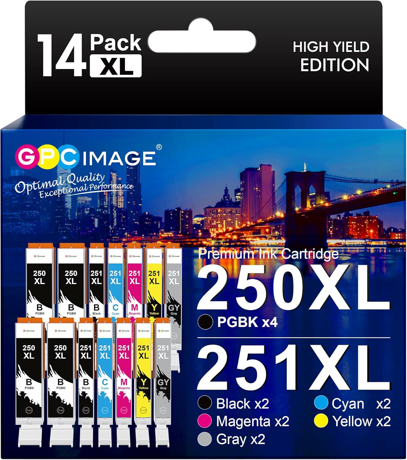 GPC Image Compatible Ink Cartridge for Canon 250XL 251XL Printers