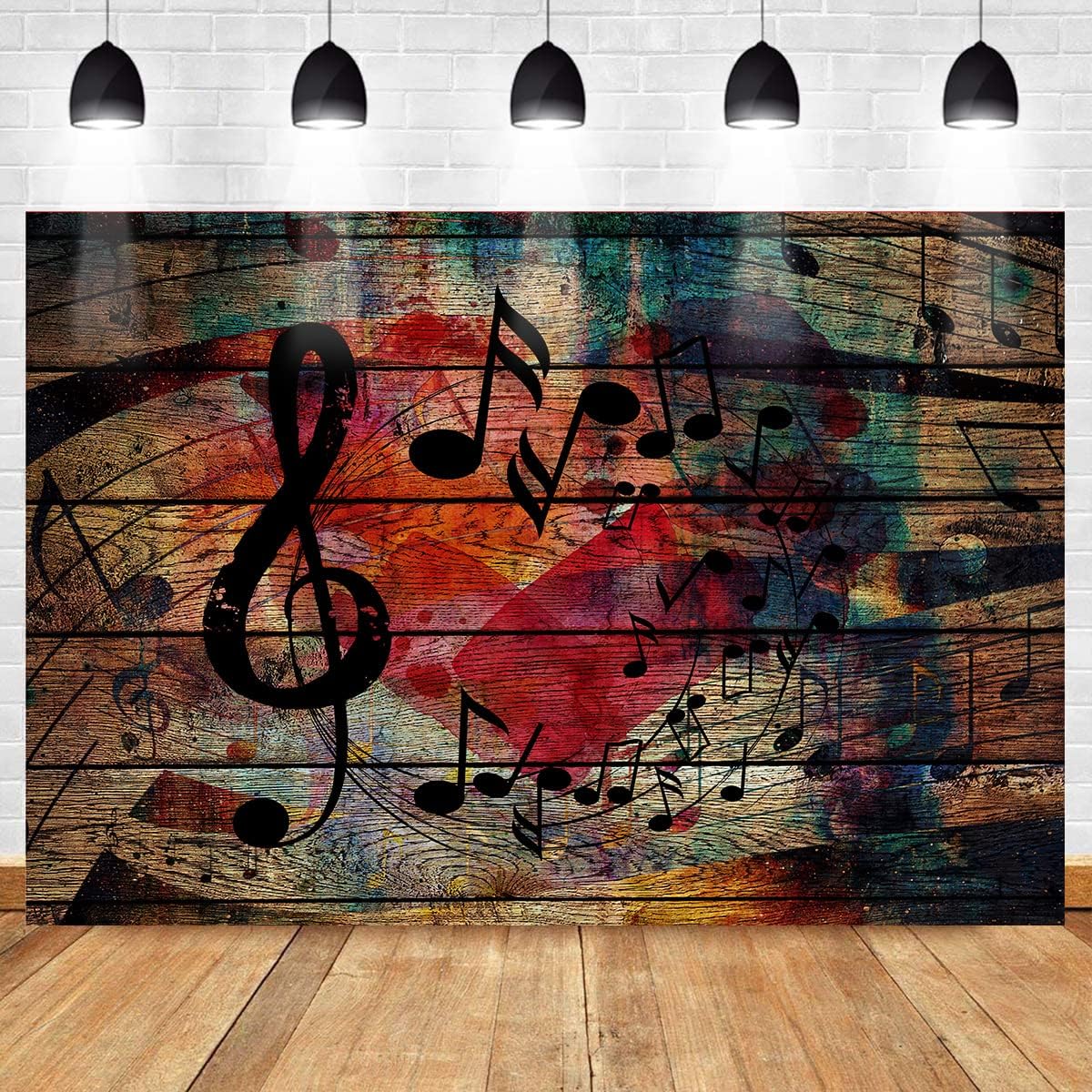 Music Notation Backdrop for Music Party Decorations 10x7ft