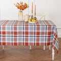 Pure Linen Cinnamon Plaid Tablecloth 60 x 120 in - Fall Buffalo Check