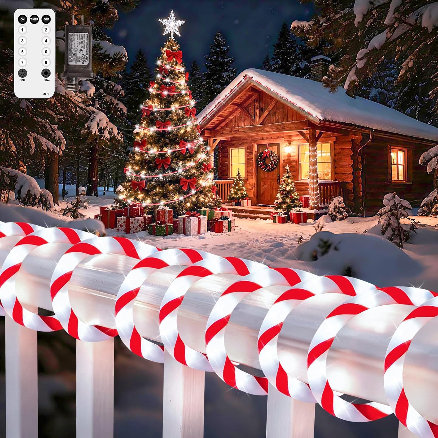 Candy Cane Christmas Lights 101FT 620LED with 8 Modes