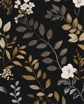 Vintage Wallpaper Peel and Stick Black Floral Wall Paper - Removable