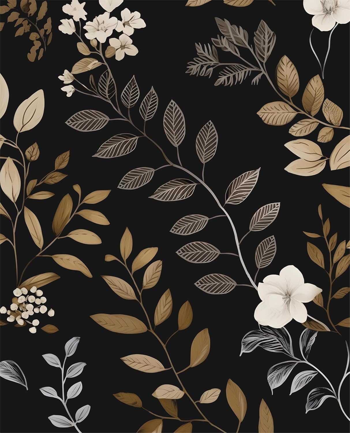 Vintage Black Floral Peel and Stick Wallpaper for Modern Decor