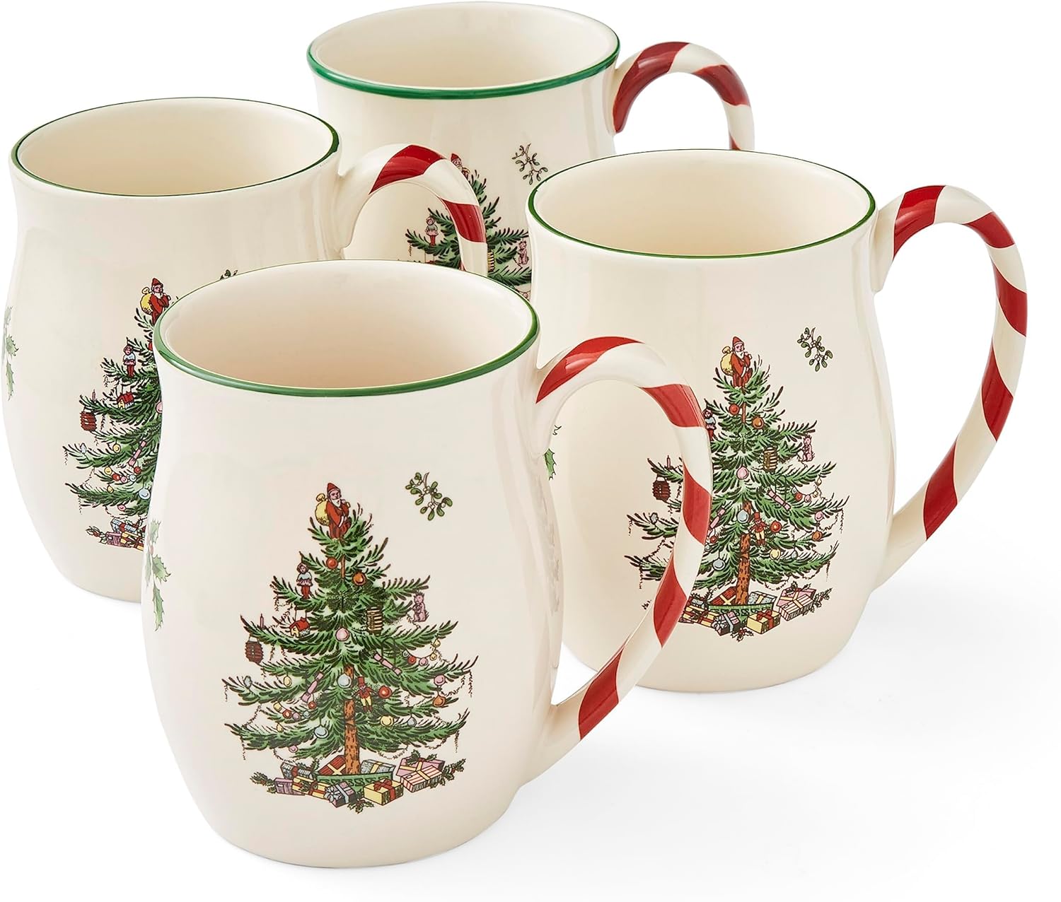 Spode Christmas Tree Holiday Mugs Set of 4 for Winter Drinks