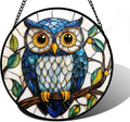 Stained Glass Window Hanging Owl Suncatcher - Colorful Light Accent