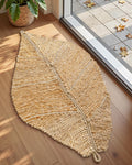 Jute Door Mat 20x32 Leaf Shaped Indoor Entryway - Durable Dirt Trap