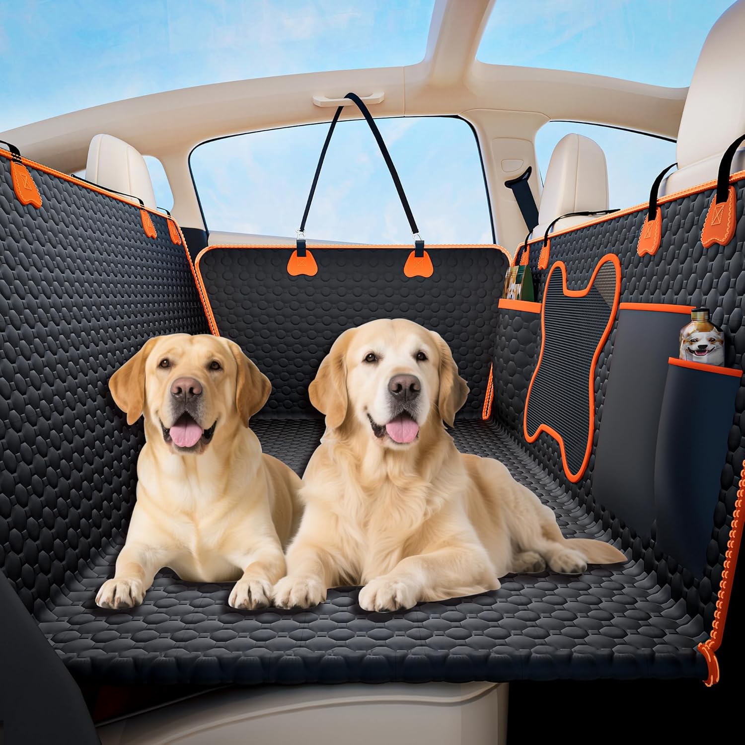 Hard Bottom Dog Car Seat Cover for Back Seat - Waterproof Protector