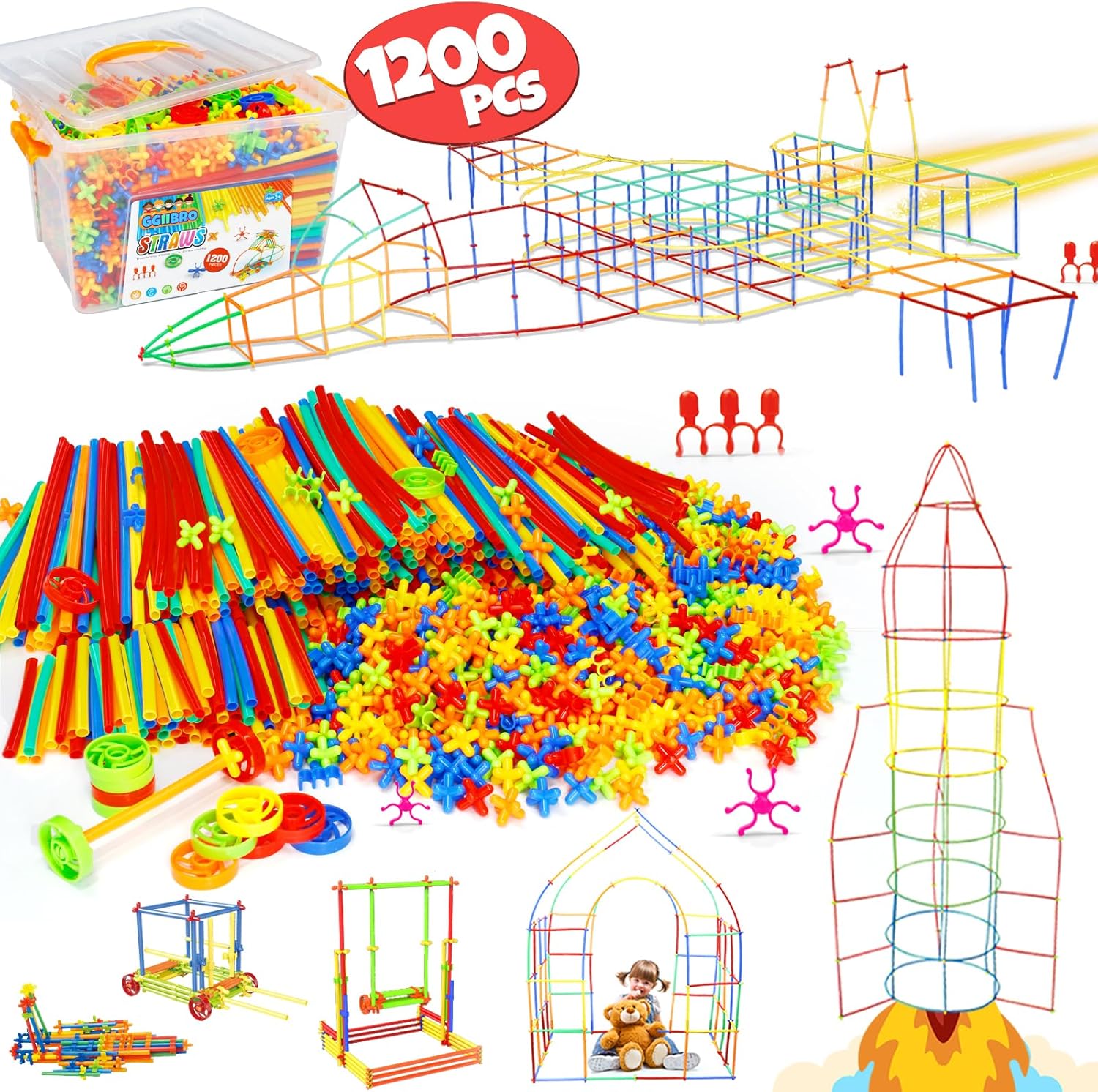 Ggiibro Straw Constructor Toys for Creative STEM Building Fun