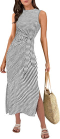 Sleeveless Midi Tie Waist Dress - Slim Summer Sundress