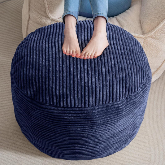 HIGOGOGO Round Stuffed Pouf Ottoman for Living Room Comfort