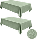 Faux Linen Tablecloth for Rectangle Tables - 2 Pack Sage Green