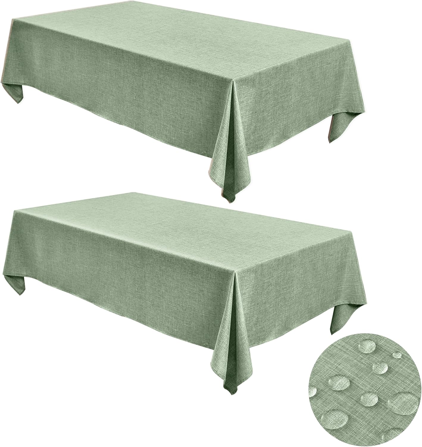 Fitable Faux Linen Tablecloths for Rectangle Tables - 2 Pack