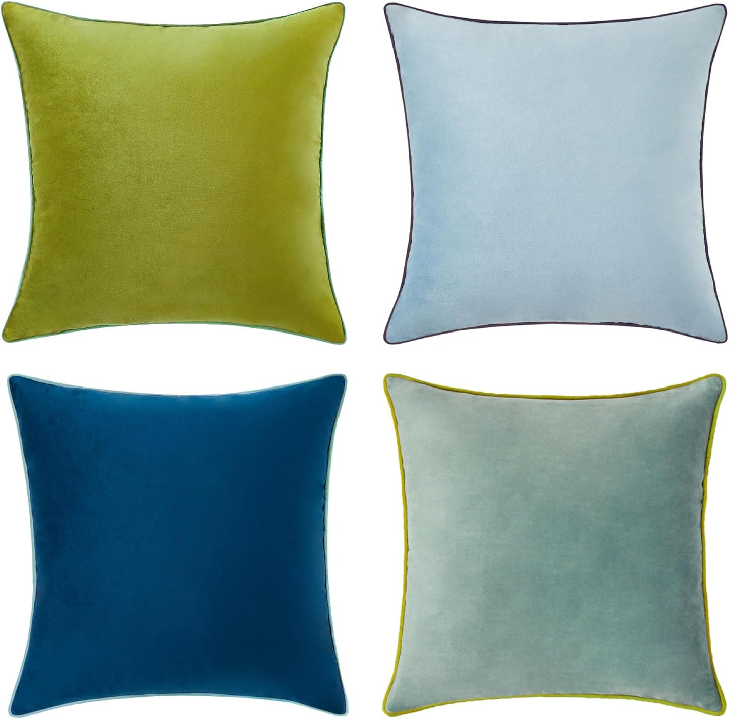 Decorative Throw Pillow Covers Set of 4 Soft Velvet Designs