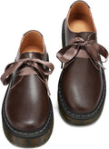 Women Lace-up Platform Chunky Loafers Retro Gold Thread - Office Ready