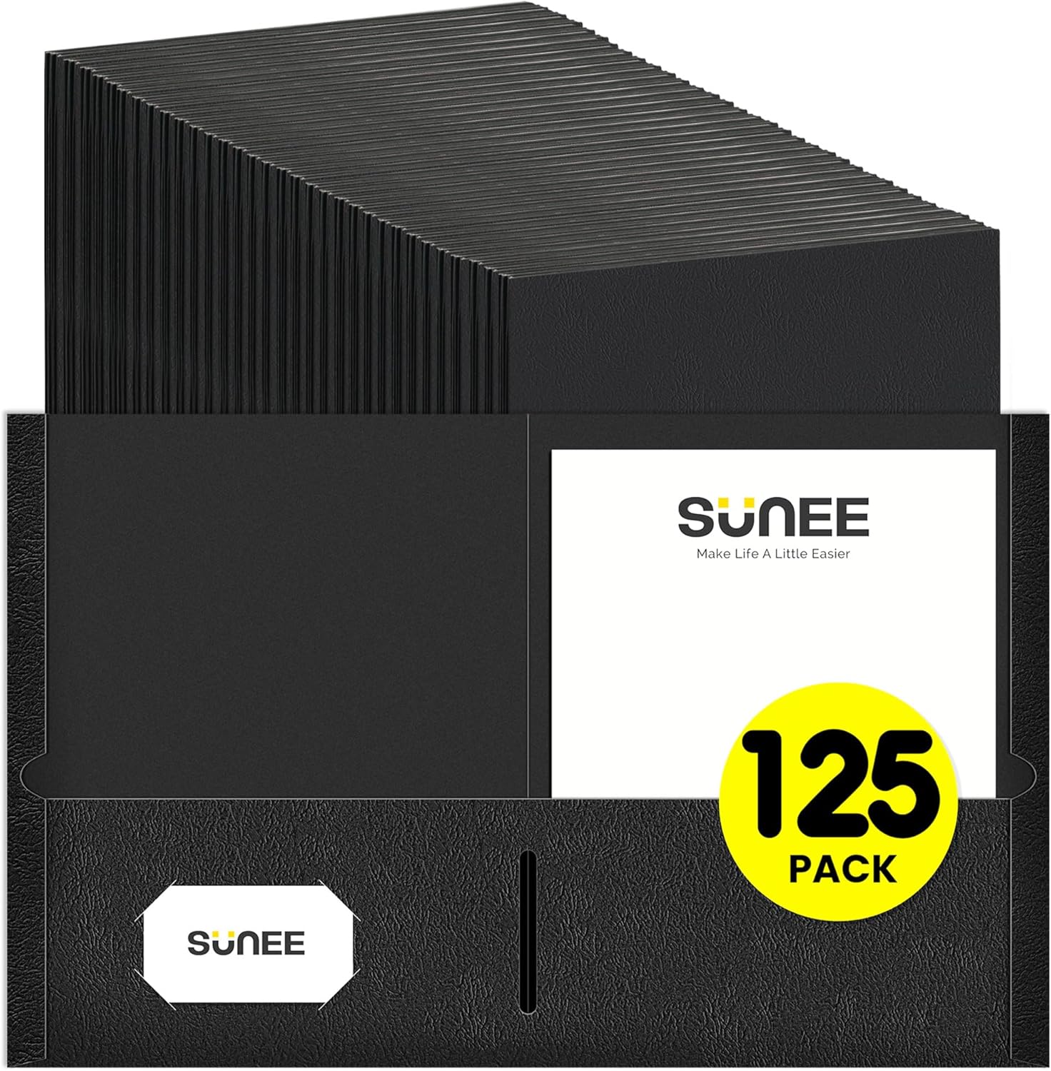 Durable 125 Pack Black 2 Pocket Folders for School Office Use