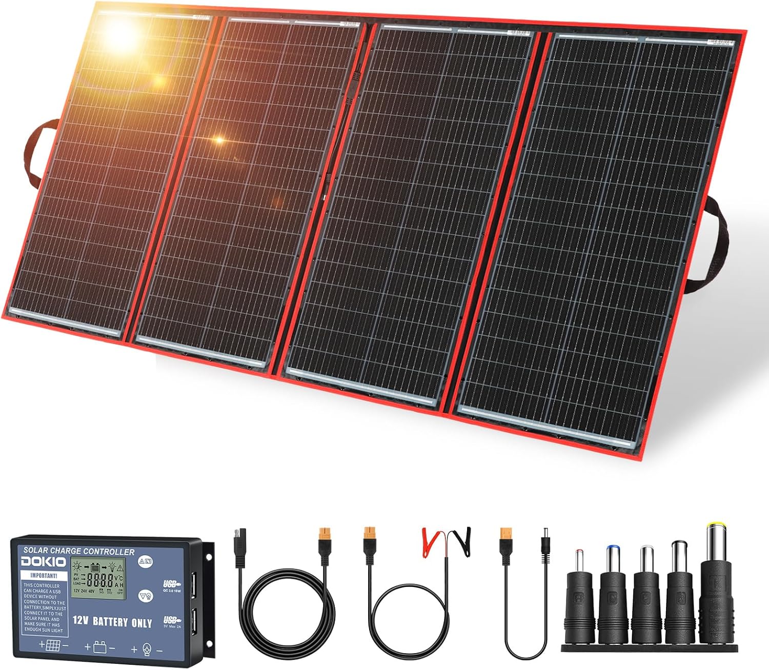 DOKIO 300w Portable Solar Charger - Fast Charging for Rv/Power Station