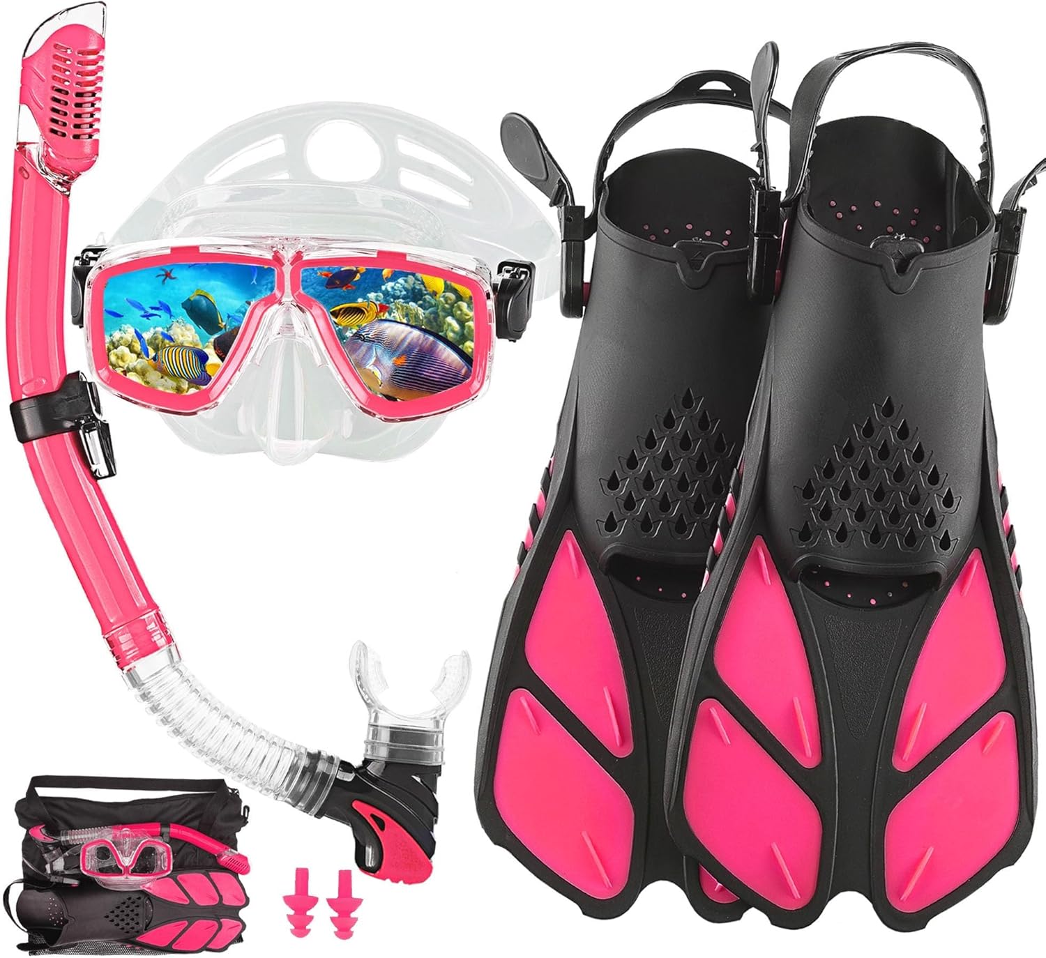 Snorkeling Gear for Adults with Fins and Anti-Fog Mask
