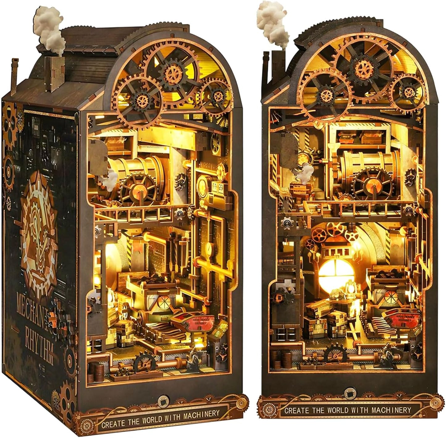DIY Miniature Book Nook Kit with Steampunk Design and LED Lights
