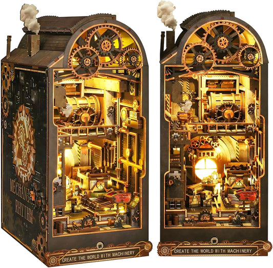 DIY Miniature Book Nook Kit with Steampunk Design and LED Lights