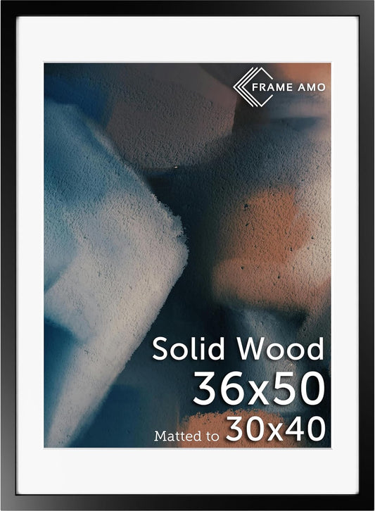 Solid Wood Poster Frame with Mat Opening for 30x40 Images