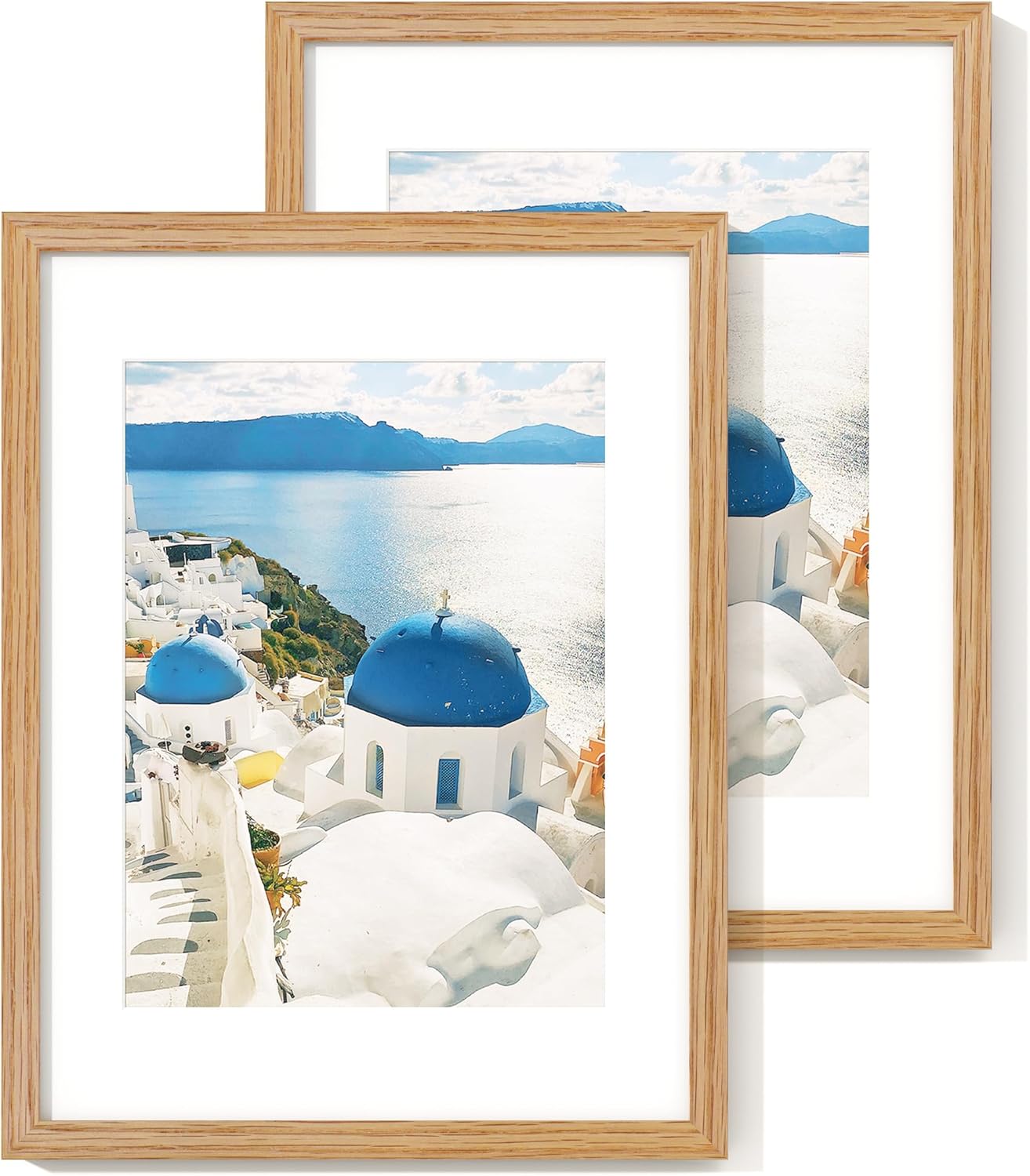 12x16 Picture Frame with Mat for 8.5x11, Solid Oak Wood