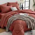 HEVUMYI Terracotta King Comforter Set - Ultra Soft 7-Piece All Season