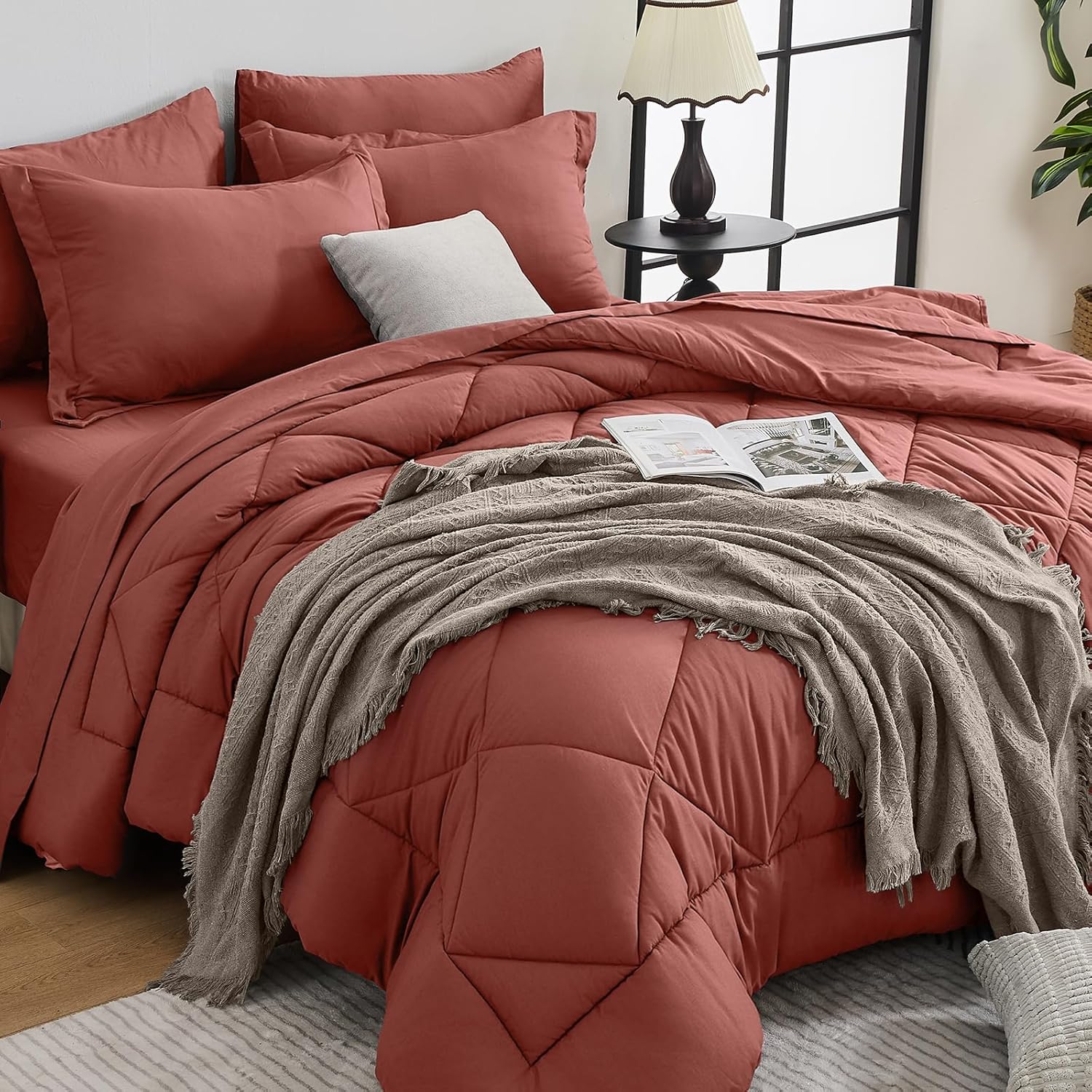 HEVUMYI Terracotta King Comforter Set - Ultra Soft Bedding Set