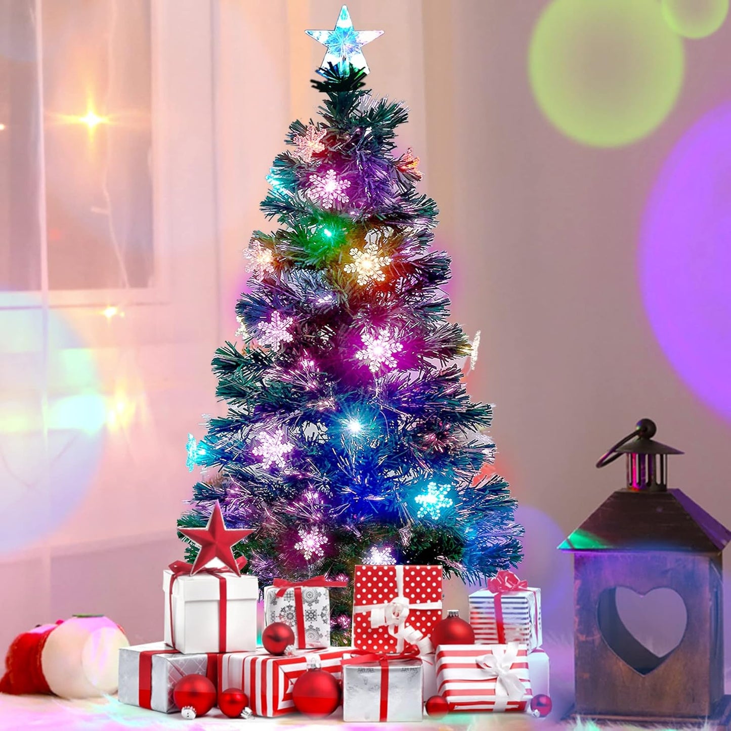 Optical Fiber Christmas Tree with RGB Lights for Festive Decor