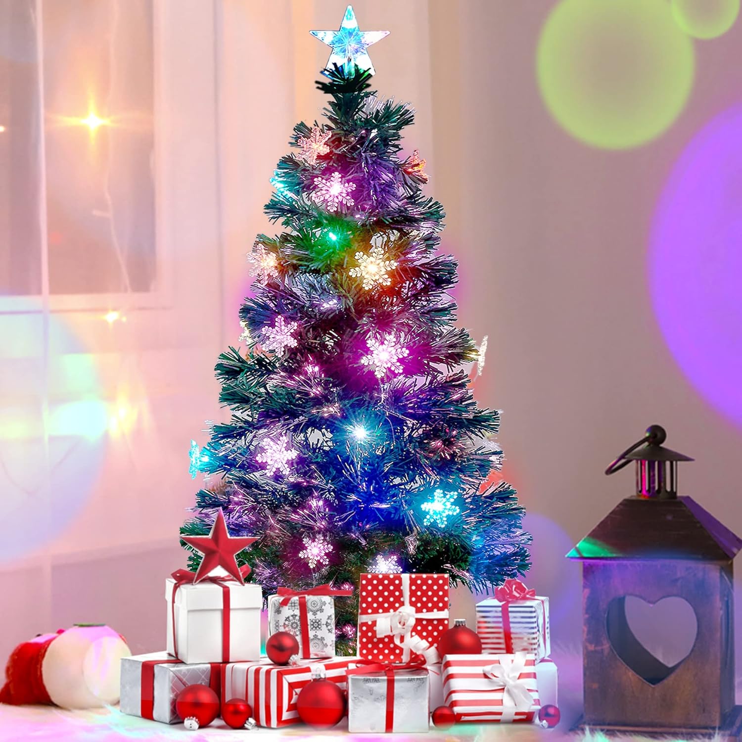 Optical Fiber Christmas Tree with RGB Lights for Festive Decor