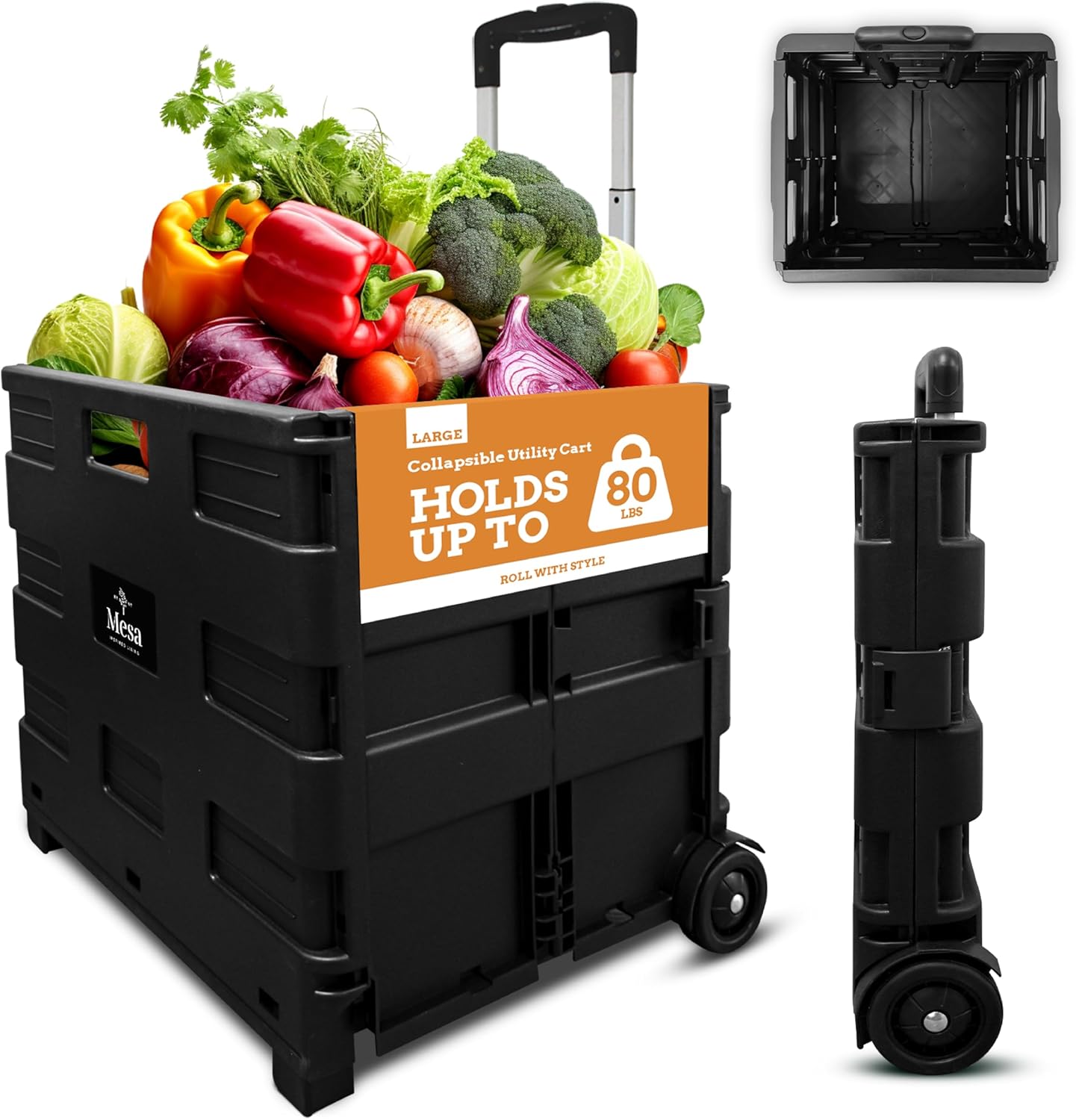 Collapsible Ultra-Slim Pack-N-Roll Utility Cart for Easy Transport