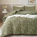 Olive Green Floral Comforter Set Twin XL - Soft All-Season Comfort