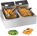 Electric Deep Fryer 17.2L/18.2QT Stainless Steel Dual Tank - Fast