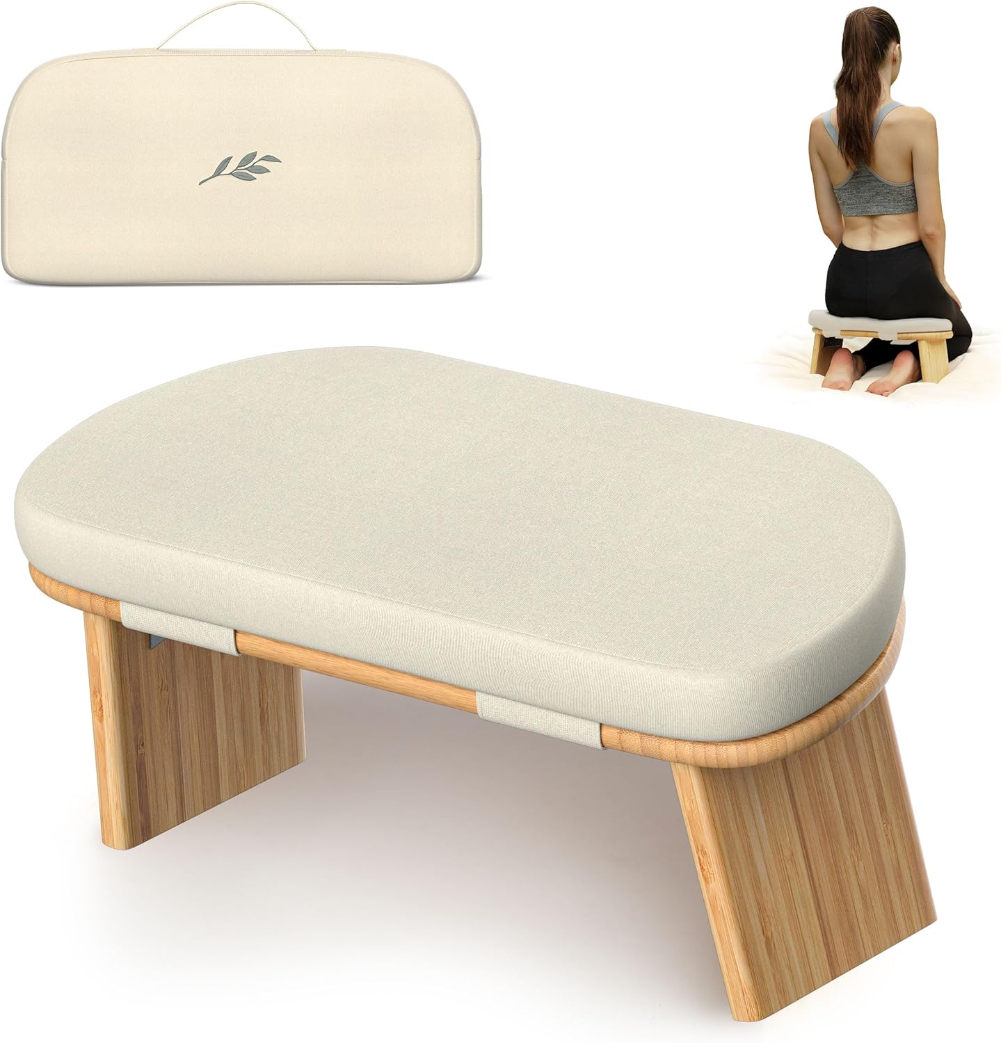 Bamboo Meditation Chair with Extra Thick Cushion for Comfort