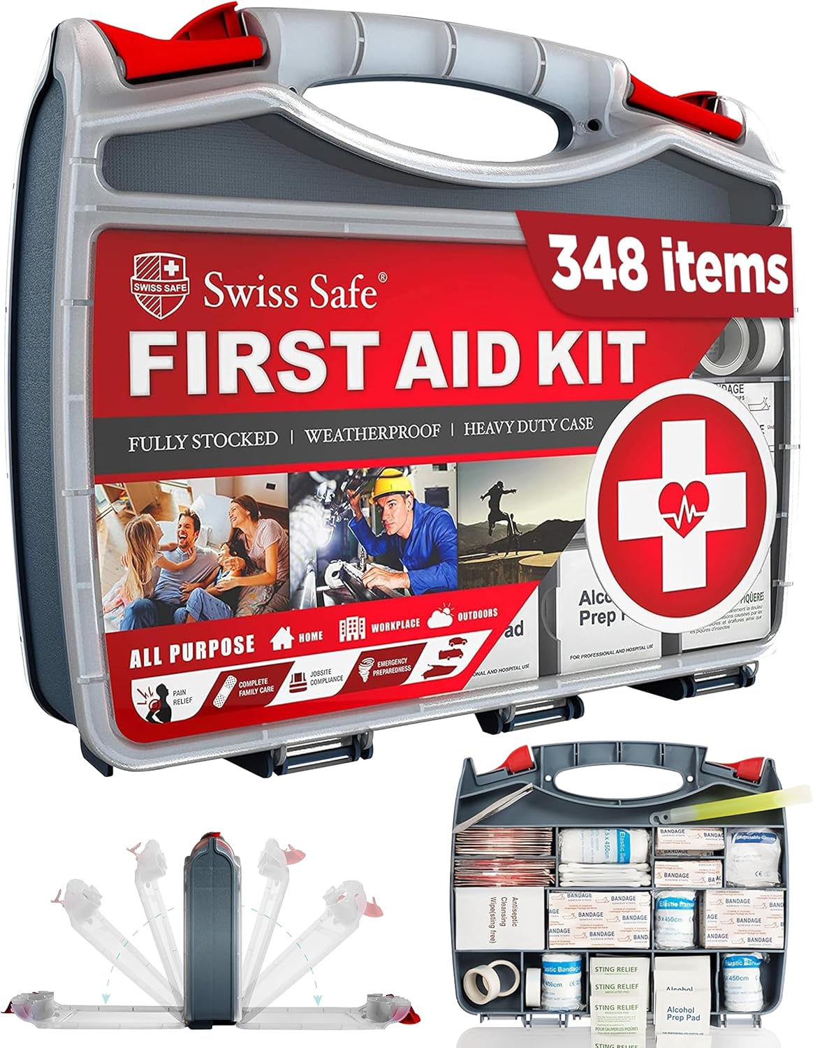 Swiss Safe 2-in-1 First Aid Kit for Travel, Home & Emergencies