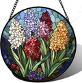 Stained Glass Window Hanging Colorful Hyacinth Flowers Suncatcher
